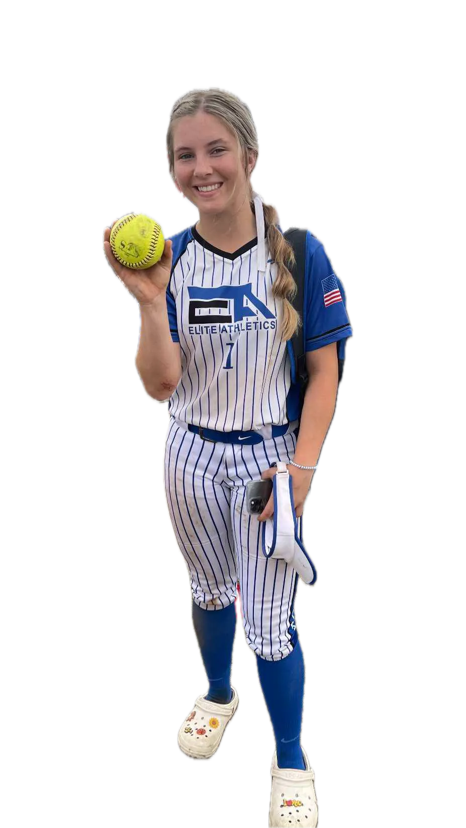 ea athletics girl holding softball background removed