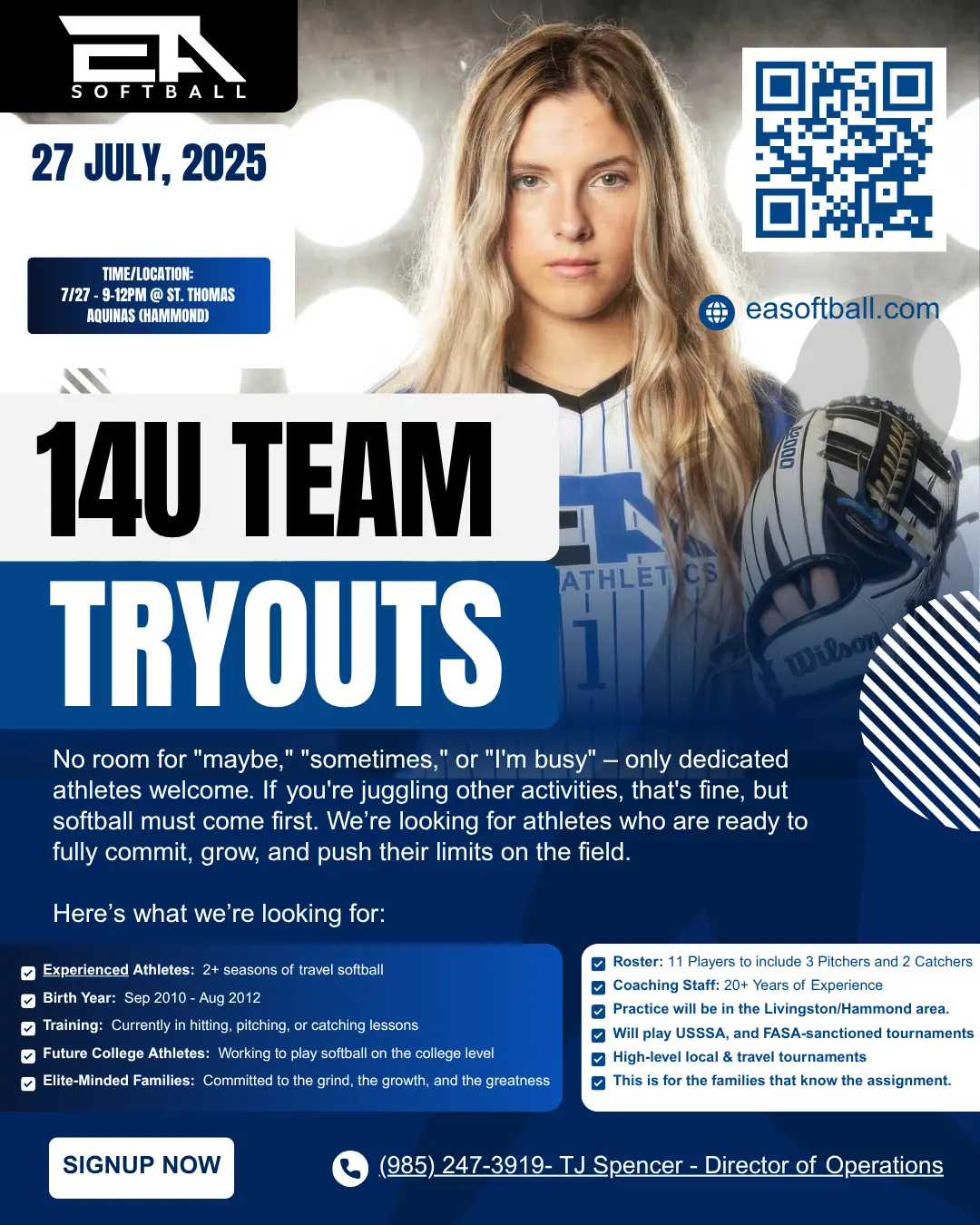 ea softball 14u tryouts july 27