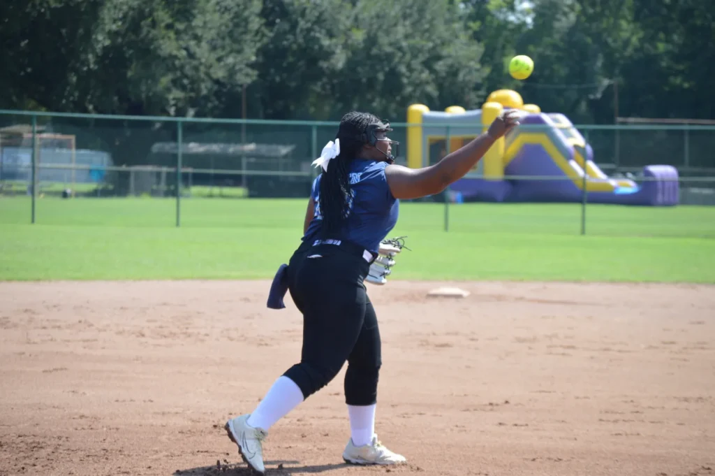 jaiden releases ball throw to first